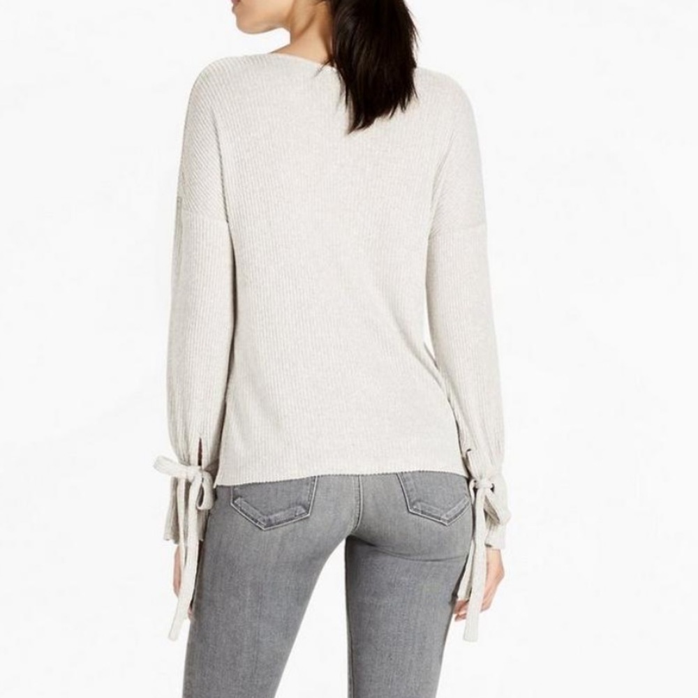 Lucky Brand women's fashion knit tie sleeve rib pullover top - Picture 5 of 14
